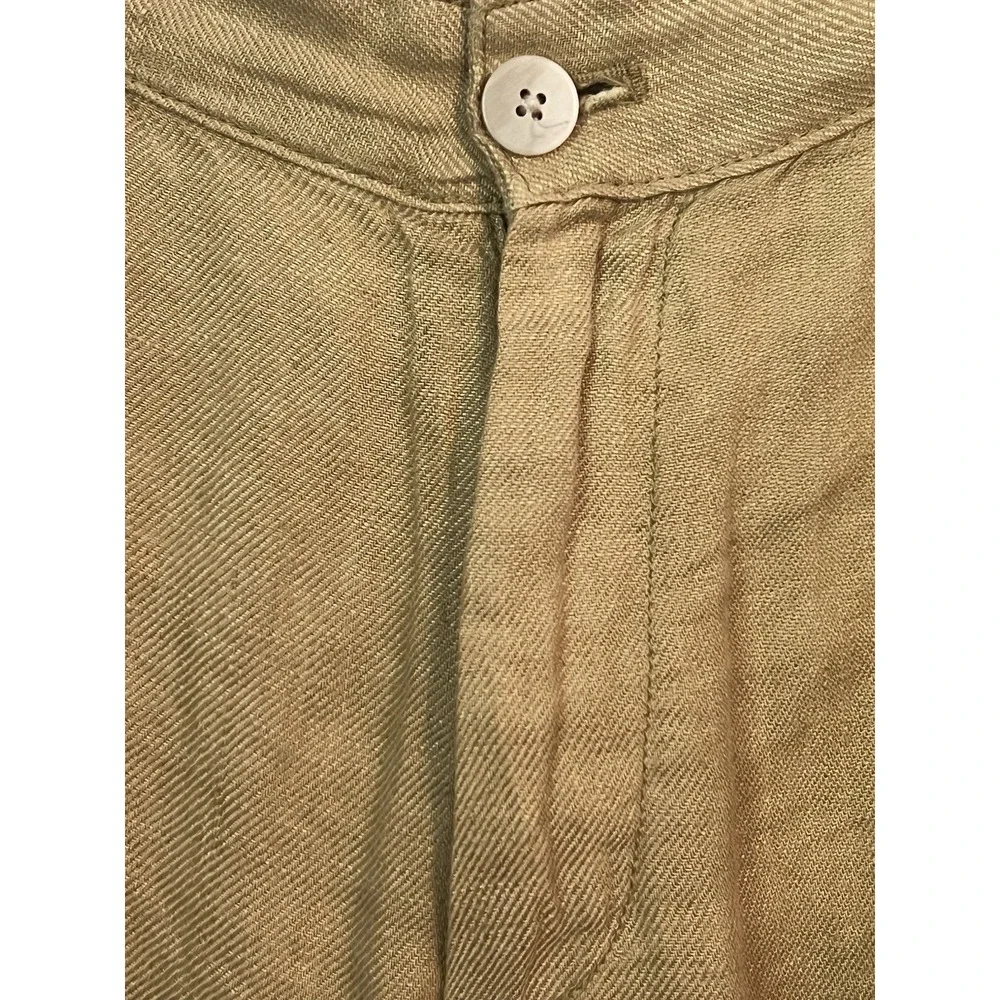 Zara Men's Yellow Trousers Pleated Pants Linen Blend Size 34